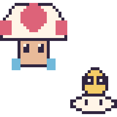 Pixel art Toad et Lakitu mini, grille 40 × 40