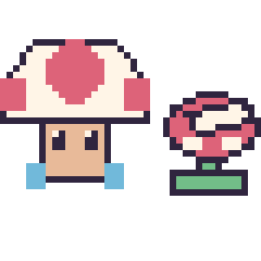 Pixel art Toad et Plante Piranha mini, grille 40 × 40