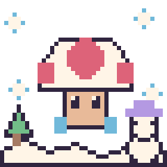 Pixel art Toad en hiver, grille 40 × 40