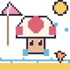 Pixel art Toad à la plage, grille 40 × 40