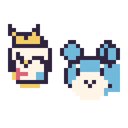 Pixel art Togepi mini et Azurill mini, grille 32 × 32