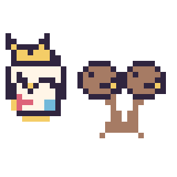Pixel art Togepi mini et Doduo mini, grille 32 × 32