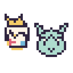Pixel art Togepi mini et Givrali mini, grille 32 × 32