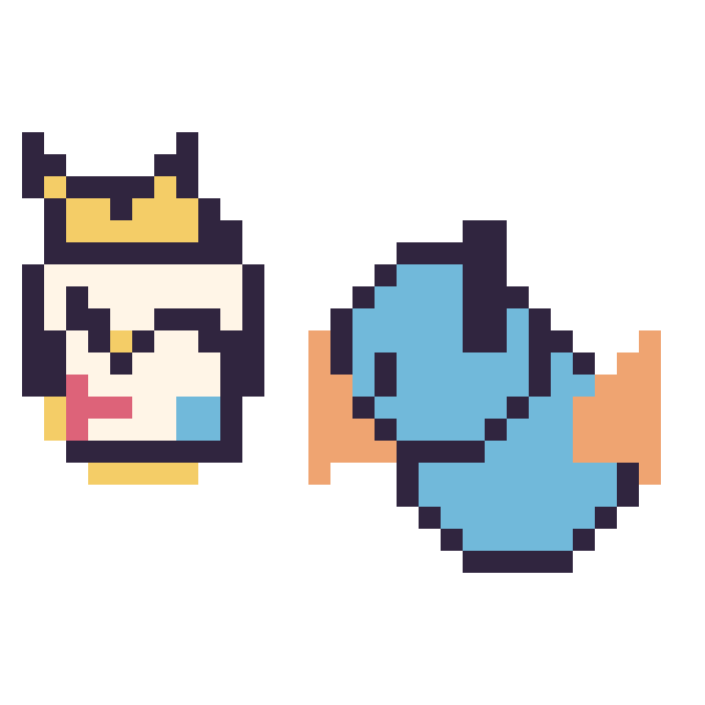 Modèle de pixel art Togepi mini et Gobou mini sur une grille de 32 par 32 cases