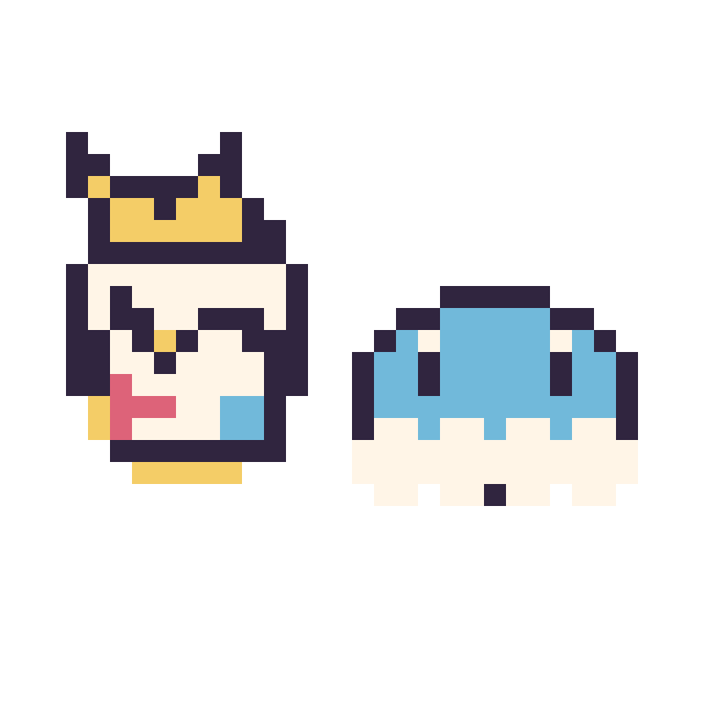 Modèle de pixel art Togepi mini et Grenousse mini sur une grille de 32 par 32 cases