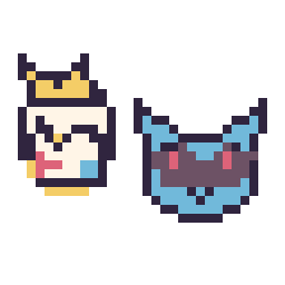 Pixel art Togepi mini et Lucario mini, grille 32 × 32