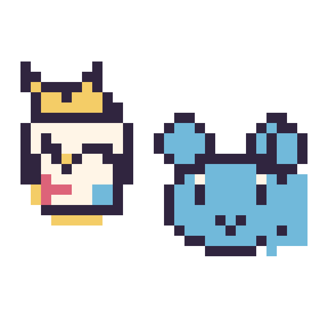 Modèle de pixel art Togepi mini et Marill mini sur une grille de 32 par 32 cases