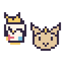 Pixel art Togepi mini et Miaouss mini, grille 32 × 32