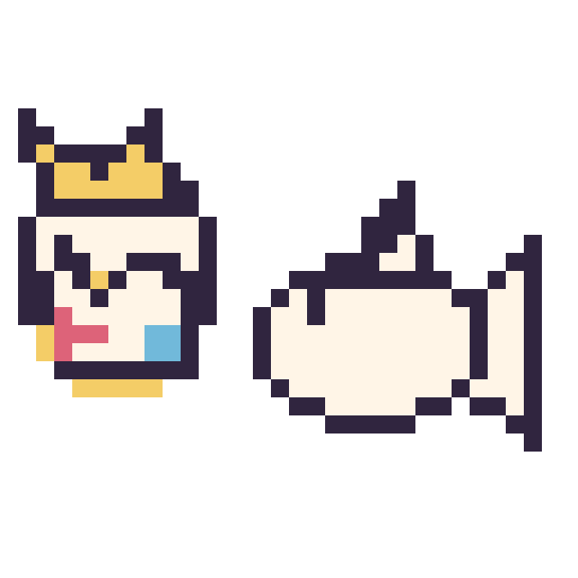 Modèle de pixel art Togepi mini et Poissirène mini sur une grille de 32 par 32 cases