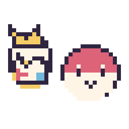 Pixel art Togepi mini et Voltorbe mini, grille 32 × 32