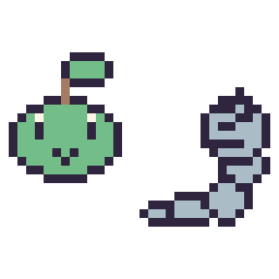Pixel art Tortipouss mini et Onix mini, grille 32 × 32
