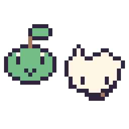 Pixel art Tortipouss mini et Osselait mini, grille 32 × 32