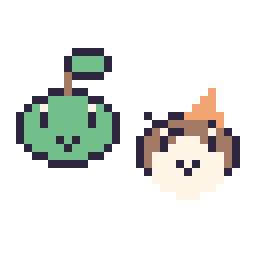 Pixel art Tortipouss mini et Roucool mini, grille 32 × 32