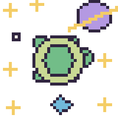 Pixel art Tortue dans l’espace, grille 40 × 40