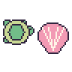Pixel art Tortue et Coquillage, grille 48 × 48