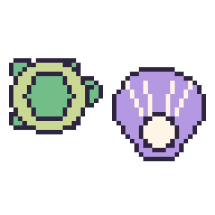 Pixel art Tortue et Huître, grille 48 × 48
