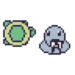 Pixel art Tortue et Morse, grille 48 × 48