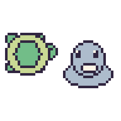 Pixel art Tortue et Phoque, grille 48 × 48