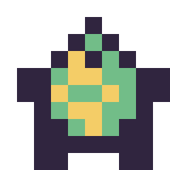 Pixel art Tortue simple 10 × 10, grille 10 × 10