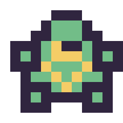 Pixel art Tortue simple 12 × 12, grille 12 × 12