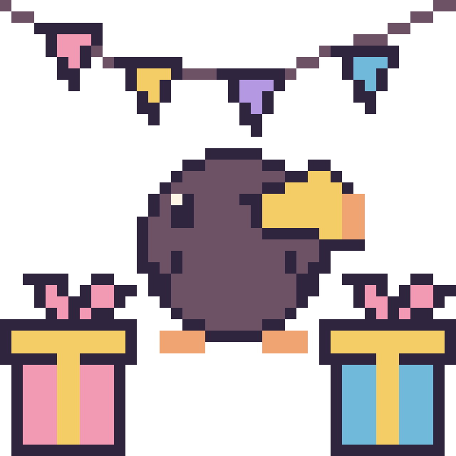 Modèle de pixel art Toucan pour un anniversaire sur une grille de 40 par 40 cases
