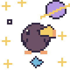 Pixel art Toucan dans l’espace, grille 40 × 40