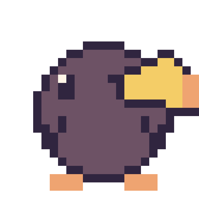 Modèle de pixel art Toucan sur une grille de 24 par 24 cases