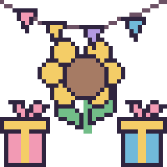 Pixel art Tournesol pour un anniversaire, grille 40 × 40