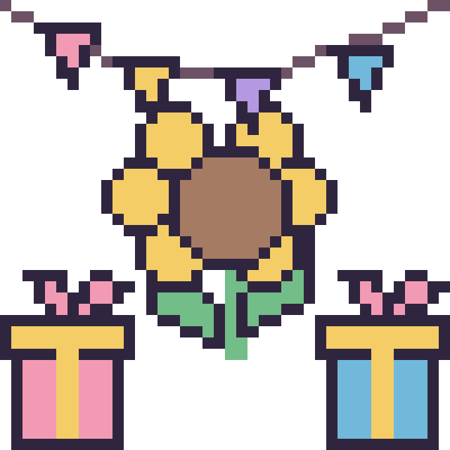 Modèle de pixel art Tournesol pour un anniversaire sur une grille de 40 par 40 cases