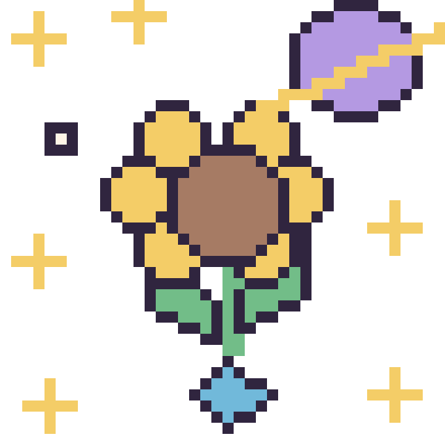 Modèle de pixel art Tournesol dans l’espace sur une grille de 40 par 40 cases