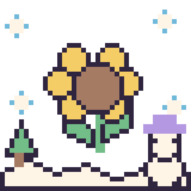 Modèle de pixel art Tournesol en hiver sur une grille de 40 par 40 cases