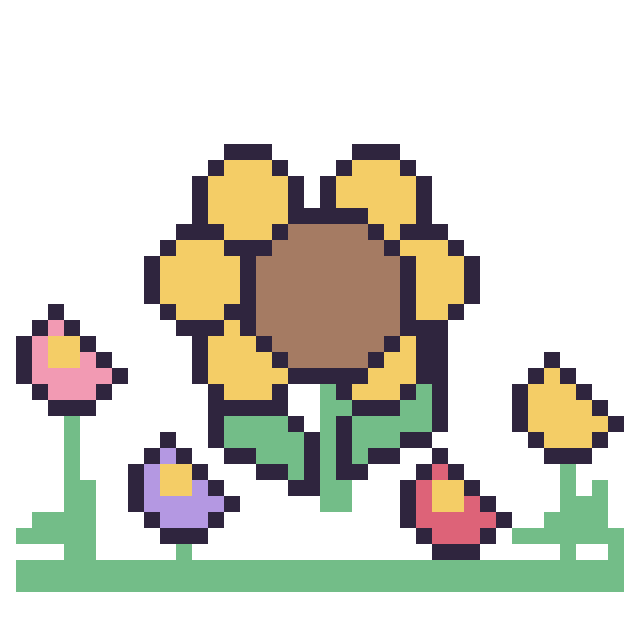 Modèle de pixel art Tournesol dans le jardin sur une grille de 40 par 40 cases