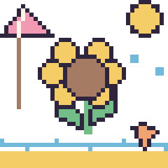 Pixel art Tournesol à la plage, grille 40 × 40