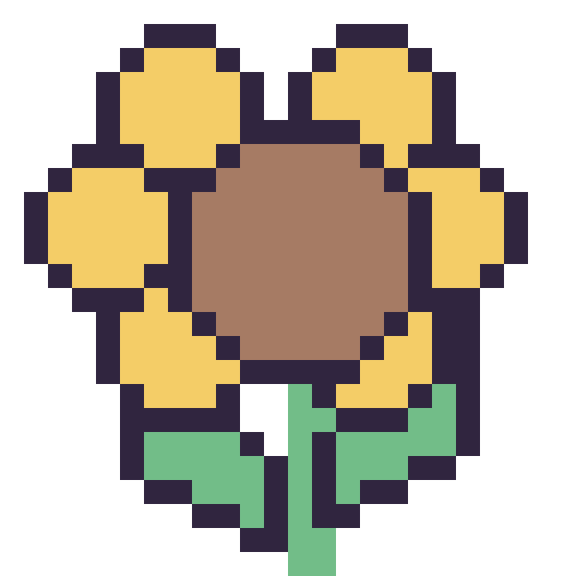 Modèle de pixel art Tournesol sur une grille de 24 par 24 cases