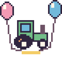 Pixel art Tracteur avec des ballons, grille 40 × 40