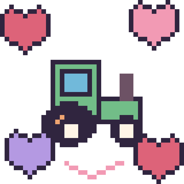 Modèle de pixel art Tracteur avec des cœurs sur une grille de 40 par 40 cases