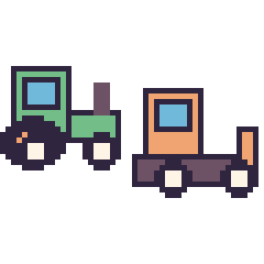 Pixel art Tracteur et Bulldozer, grille 48 × 48