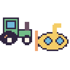 Pixel art Tracteur et Sous-marin, grille 48 × 48