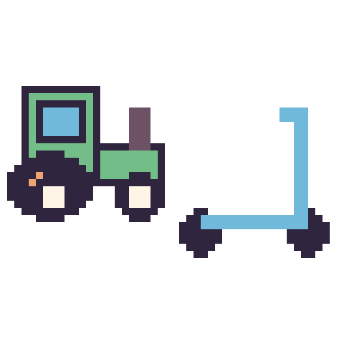 Modèle de pixel art Tracteur et Trottinette sur une grille de 48 par 48 cases