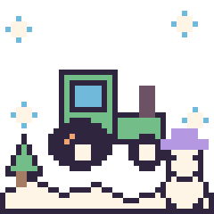 Pixel art Tracteur en hiver, grille 40 × 40