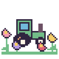 Pixel art Tracteur dans le jardin, grille 40 × 40