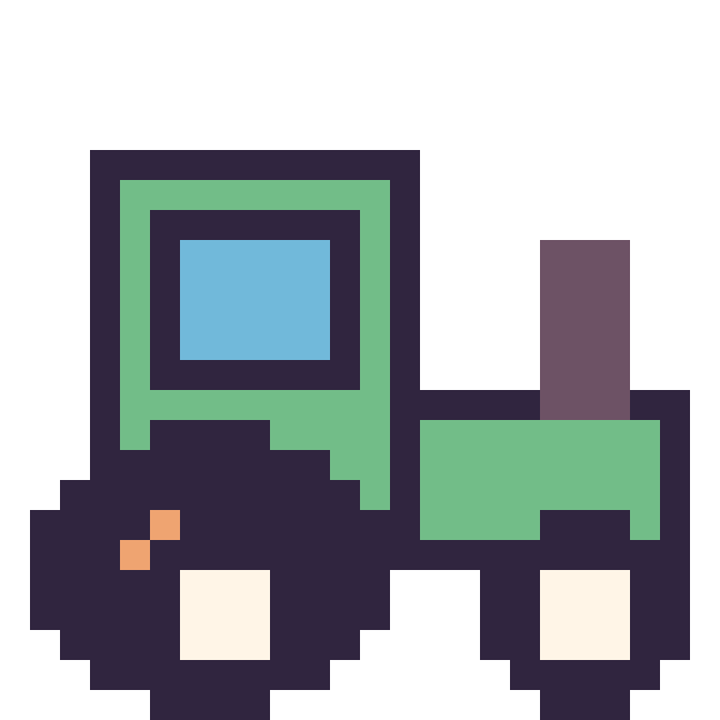 Modèle de pixel art Tracteur sur une grille de 24 par 24 cases