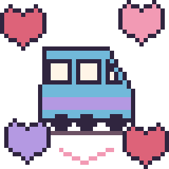 Pixel art Train avec des cœurs, grille 40 × 40