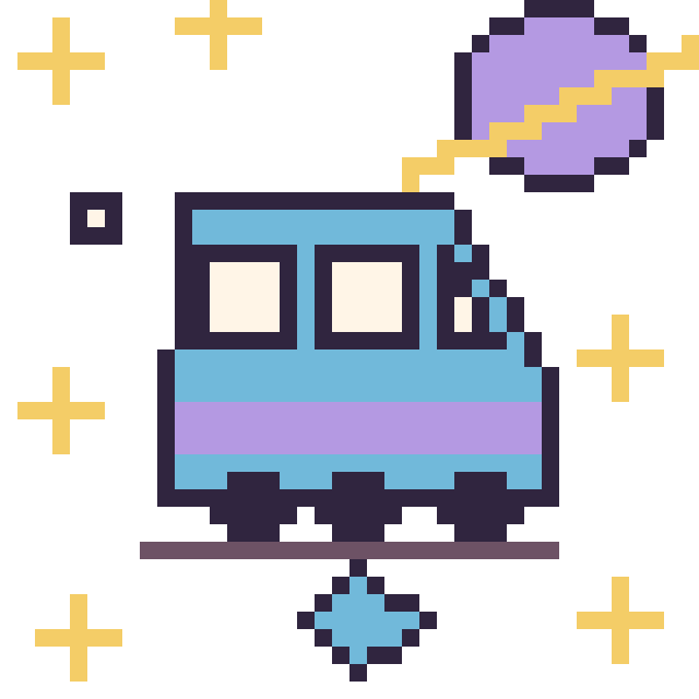Modèle de pixel art Train dans l’espace sur une grille de 40 par 40 cases