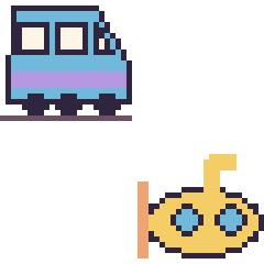 Pixel art Train et Sous-marin, grille 48 × 48