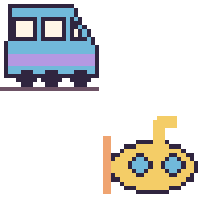 Modèle de pixel art Train et Sous-marin sur une grille de 48 par 48 cases