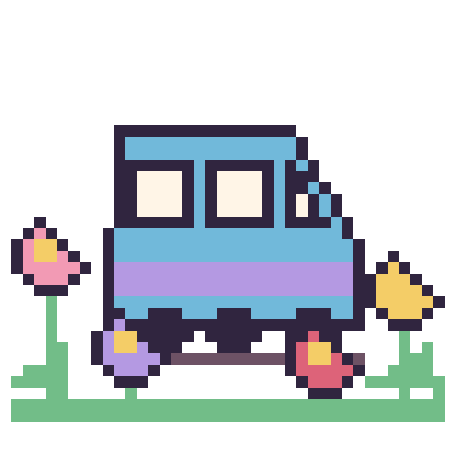 Modèle de pixel art Train dans le jardin sur une grille de 40 par 40 cases