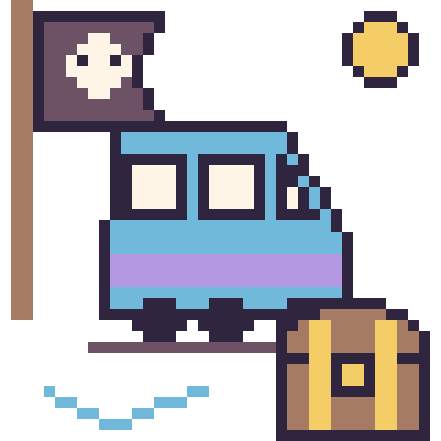 Modèle de pixel art Train en aventure pirate sur une grille de 40 par 40 cases