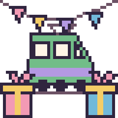 Pixel art Tramway pour un anniversaire, grille 40 × 40