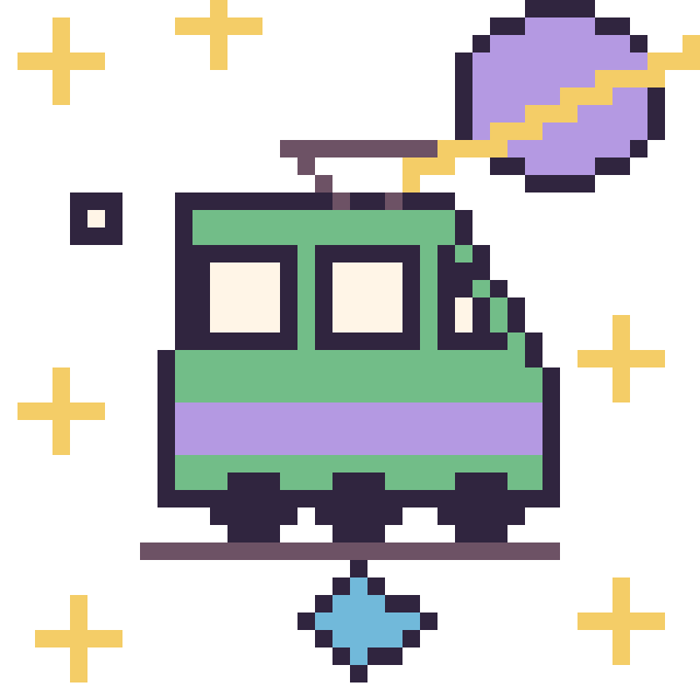 Modèle de pixel art Tramway dans l’espace sur une grille de 40 par 40 cases